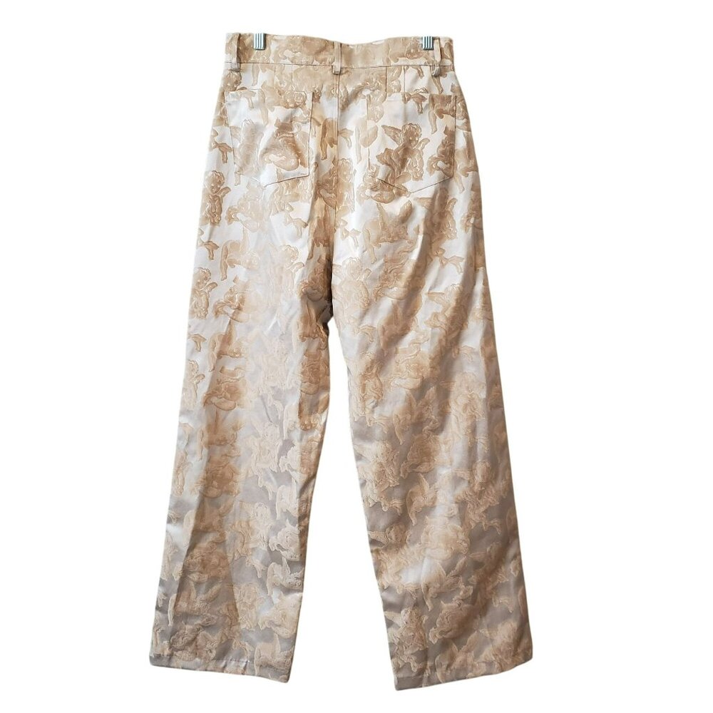House of AAMA $550 Mens Easter Cherub Pants Tan Creme Jacquard Maximalism Loud - Picture 4 of 15